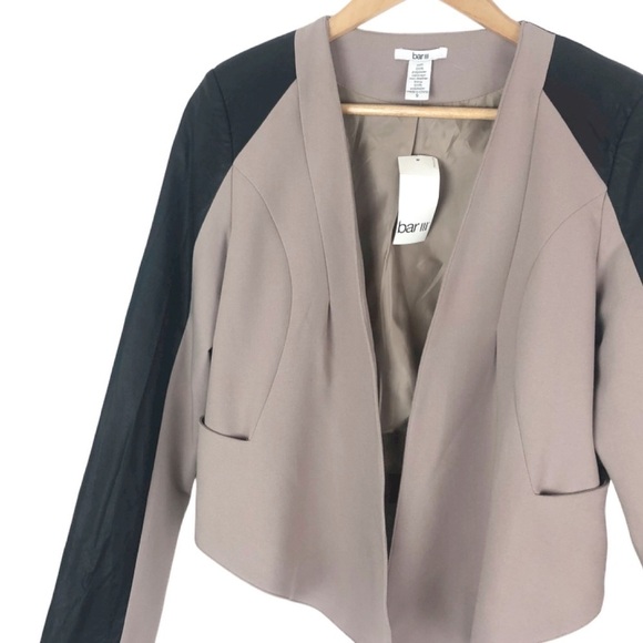 New with tag Bar III Women’s Blazer Faux Leather Trim Cardigan Jacket - Picture 6 of 16